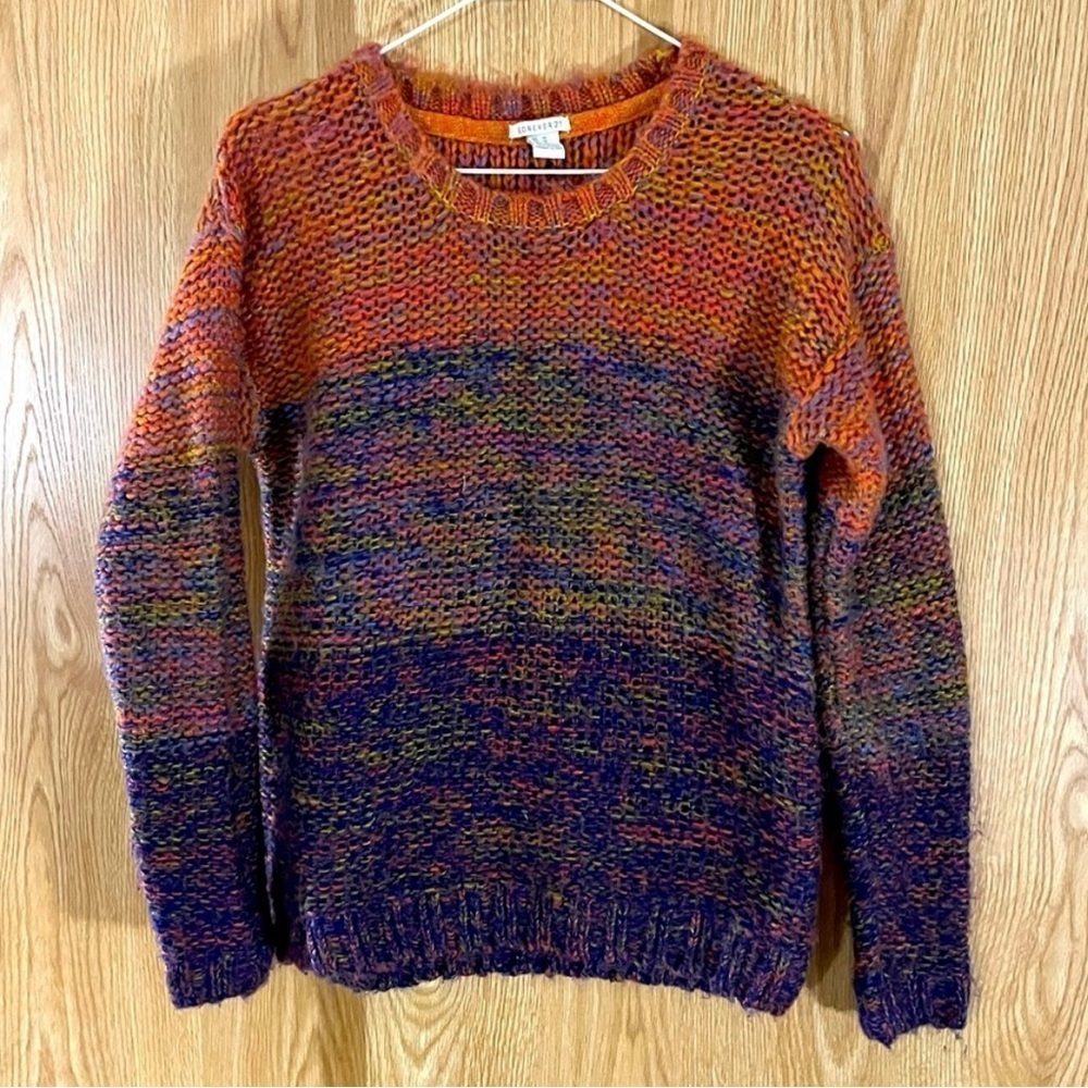 Forever 21 Orange/ Purple Thick Knit Sweater